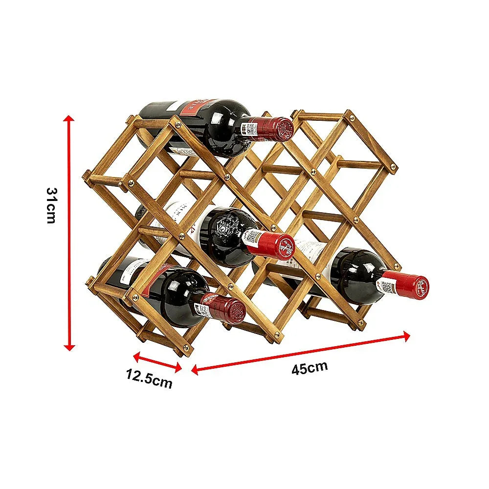 Wooden Wine Rack Freestanding 10 Bottles Countertop Storage - Mekamart Australia