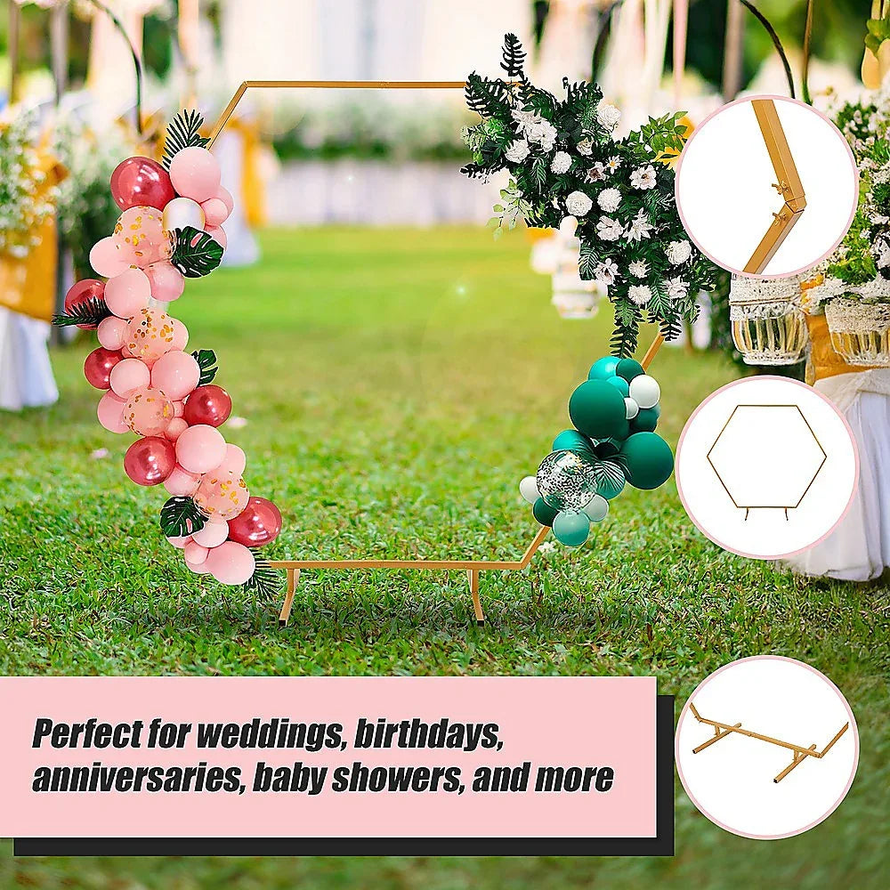 2M Wedding Hex Arch Backdrop Flower Display Stand Frame Background - Mekamart Australia