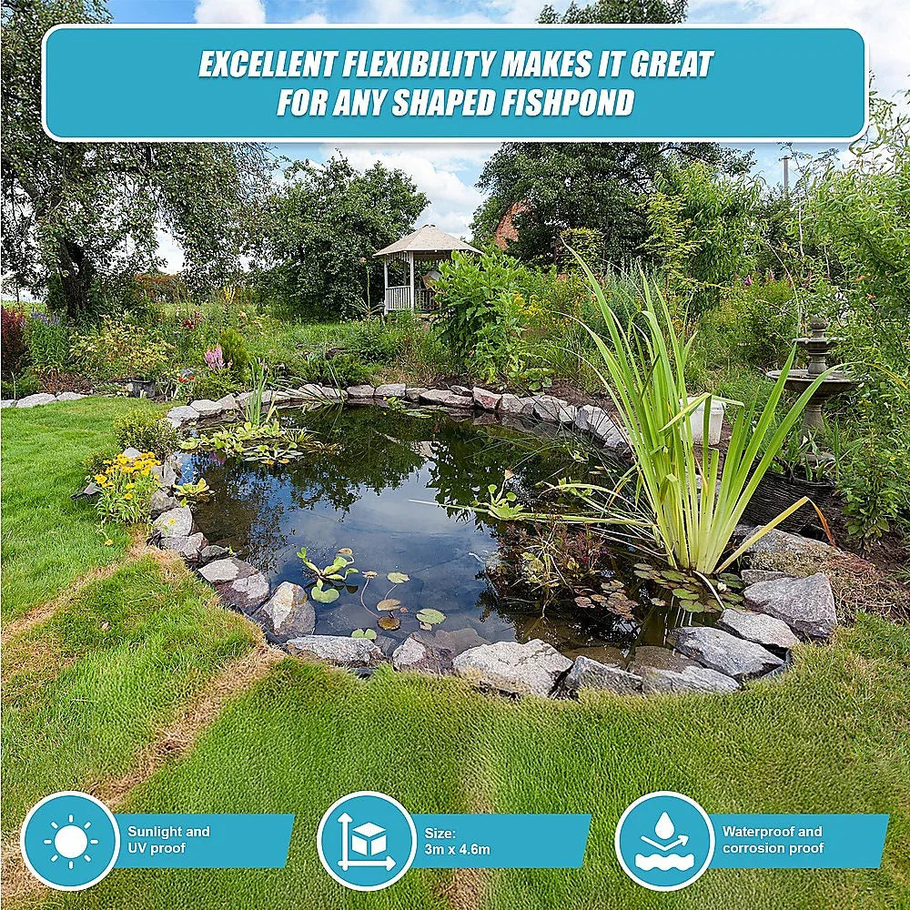 Fish Pond Liner 3 x 4.6m x 0.5mm Garden Pool Membrane Reinforced - Mekamart Australia