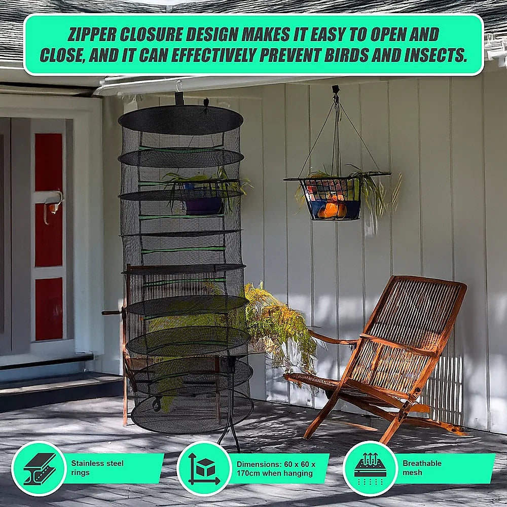 Herb Drying Rack Net 8 Layer Dryer Mesh Hanging Dryer Rack Zipper Dry Rack - Mekamart Australia