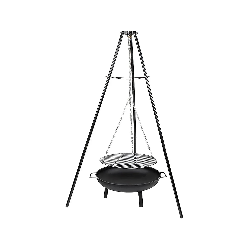 Tripod Garden Fire Pit BBQ – Cast Iron & Steel Round Outdoor Fire Bowl - Mekamart Australia
