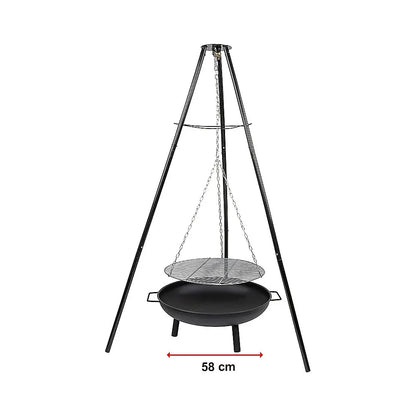Tripod Garden Fire Pit BBQ – Cast Iron & Steel Round Outdoor Fire Bowl - Mekamart Australia