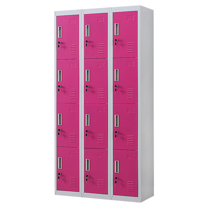 12-Door Locker for Office Gym Shed School Home Storage - Standard Lock with 2 Keys