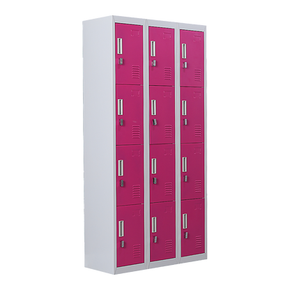 12-Door Locker for Office Gym Shed School Home Storage - Padlock-operated