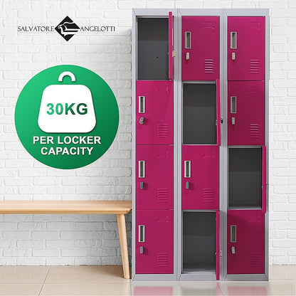 12-Door Locker for Office Gym Shed School Home Storage - Padlock-operated