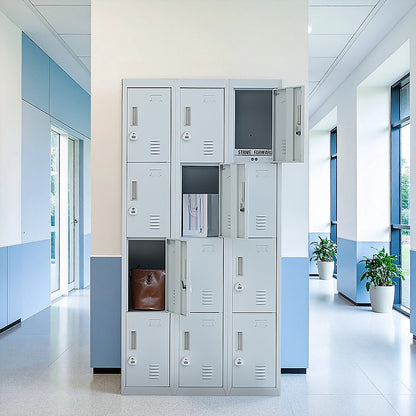 12-Door Locker for Office Gym Shed School Home Storage - 3-Digit Combination Lock