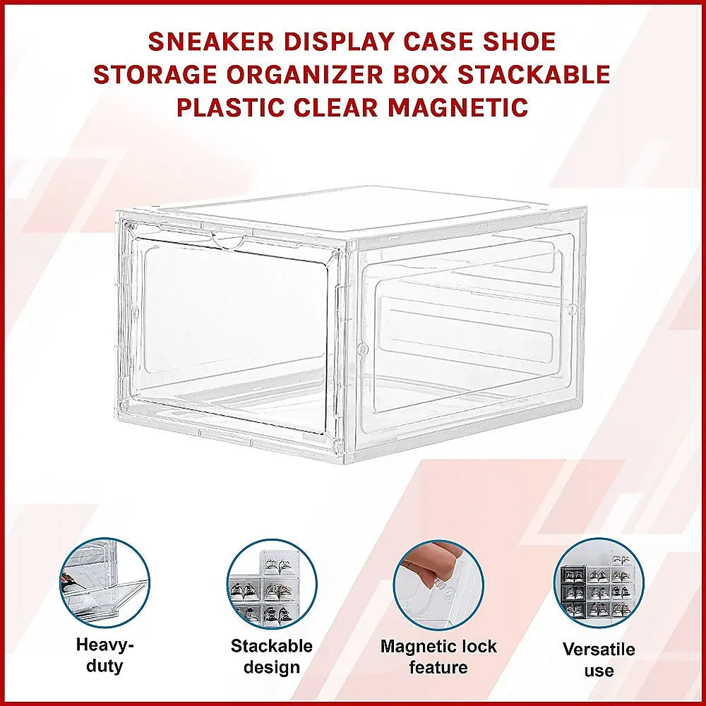 Sneaker Display Case Shoe Storage Organizer Box Stackable Plastic Clear Magnetic - Mekamart Australia