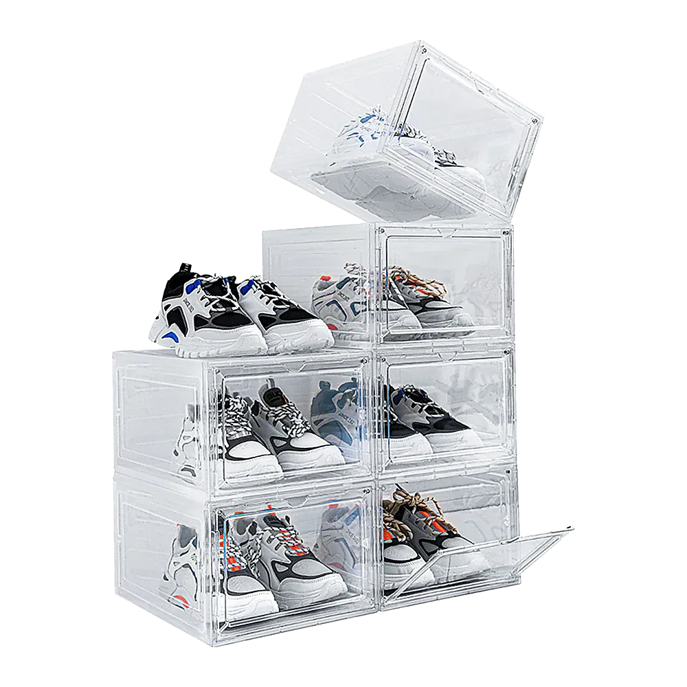 Sneaker Display Case Shoe Storage Organizer Box Stackable Plastic Clear Magnetic - Mekamart Australia