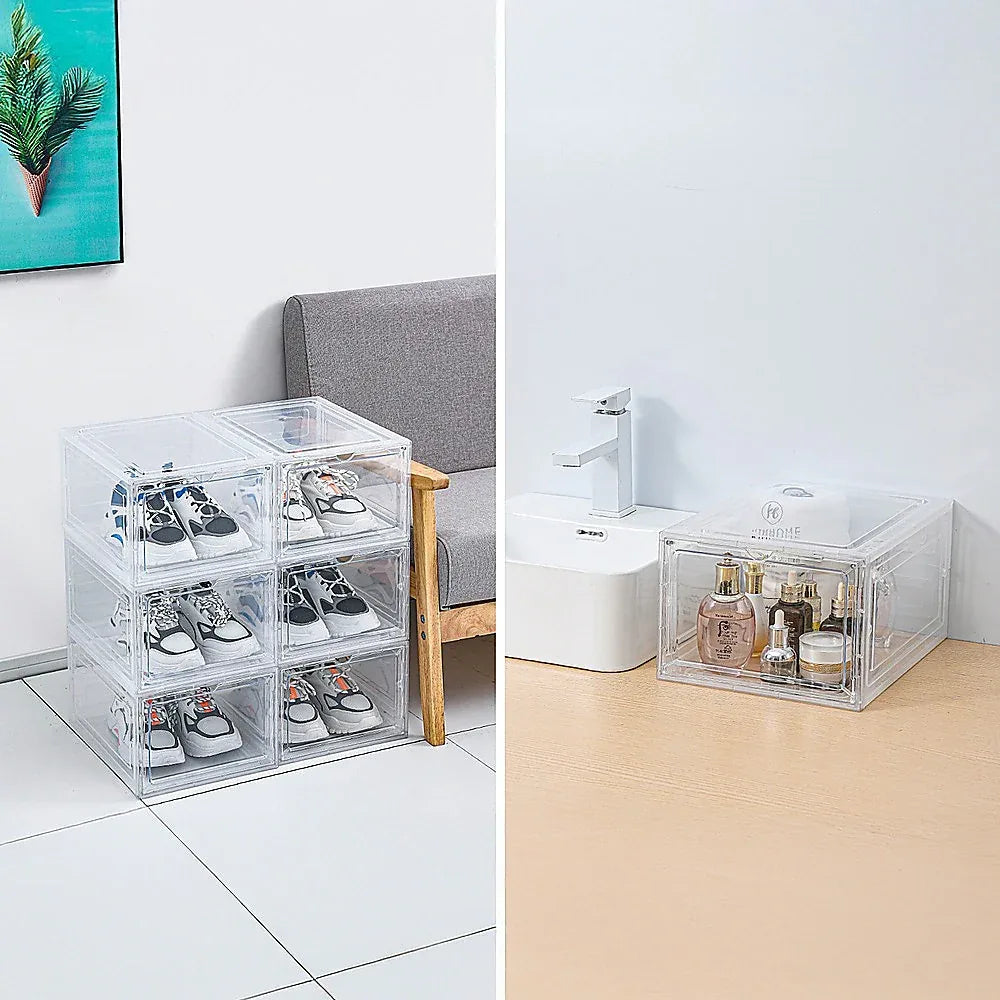 Sneaker Display Case Shoe Storage Organizer Box Stackable Plastic Clear Magnetic - Mekamart Australia