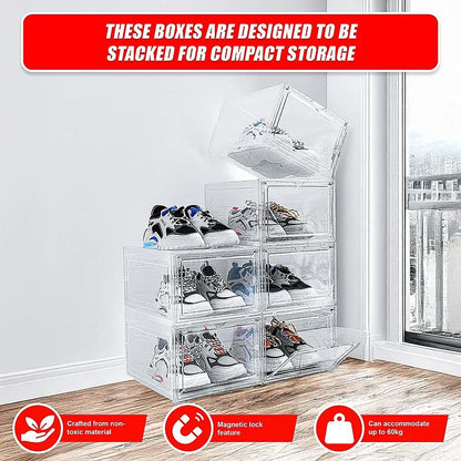 Sneaker Display Case Shoe Storage Organizer Box Stackable Plastic Clear Magnetic - Mekamart Australia
