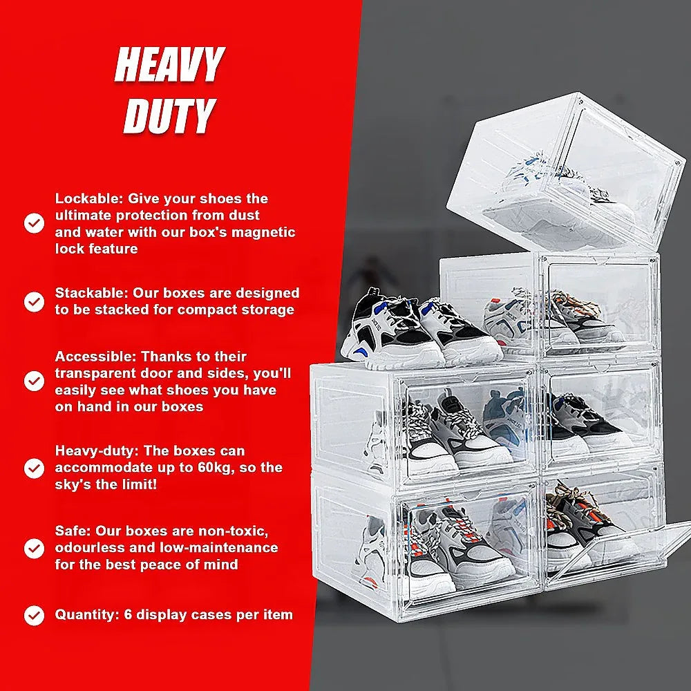 Sneaker Display Case Shoe Storage Organizer Box Stackable Plastic Clear Magnetic - Mekamart Australia