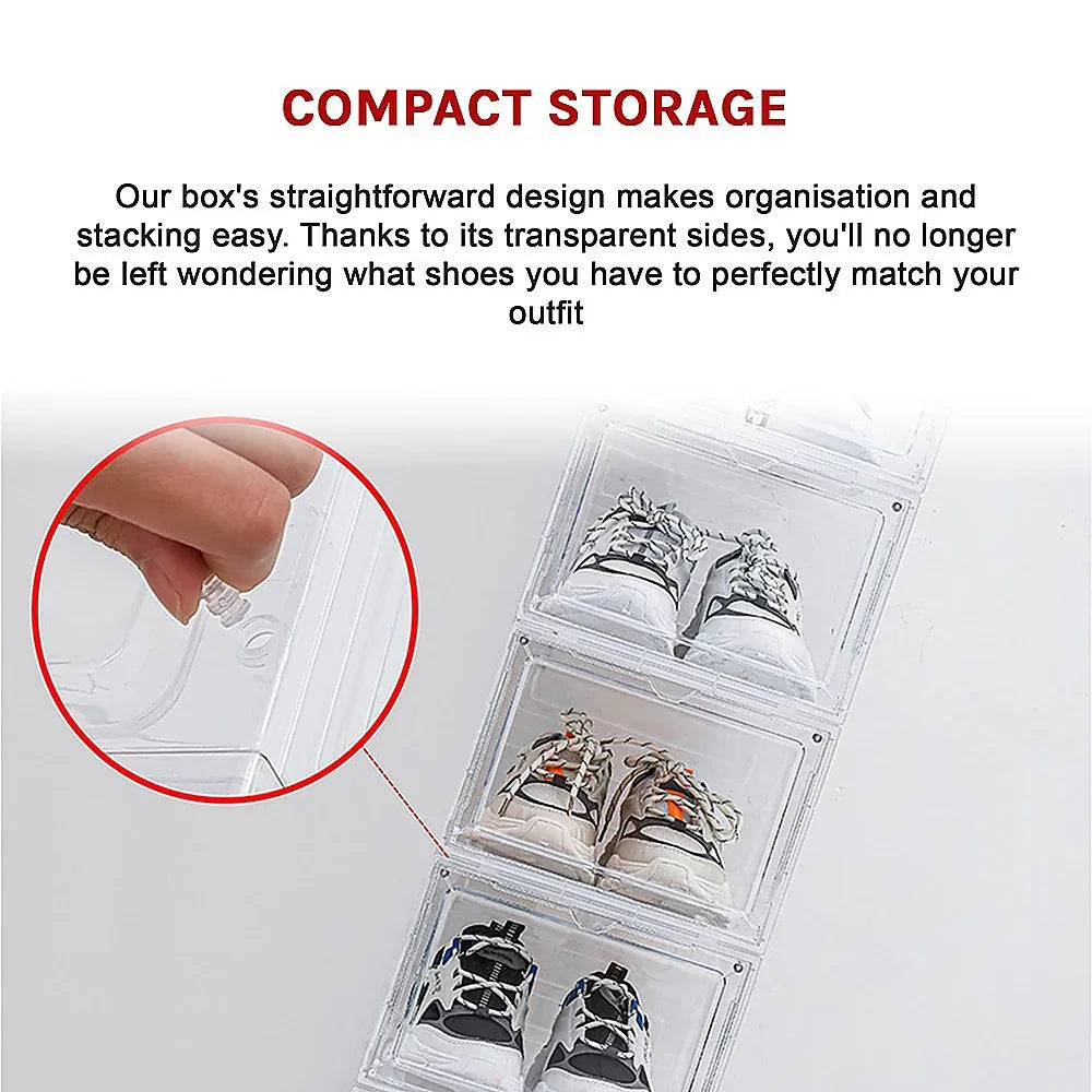 Sneaker Display Case Shoe Storage Organizer Box Stackable Plastic Clear Magnetic - Mekamart Australia
