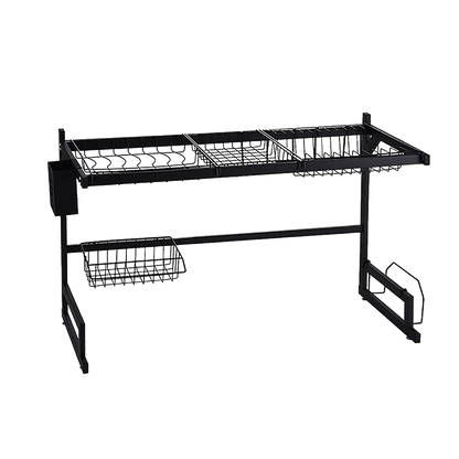 85cm Dish Drying Rack Drainer Over Sink Steel Cup Cutlery Organizer 2 Tier