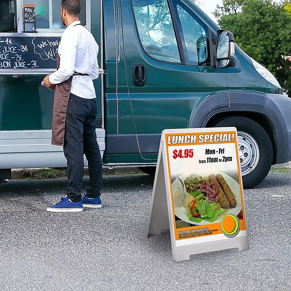 Double Side Sidewalk A-frame Sign Sandwich Board holds Graphic Plastic Panels - Mekamart Australia