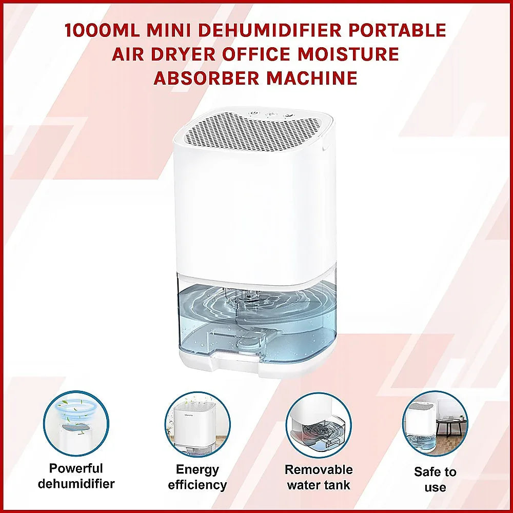 1000ML Mini Dehumidifier Portable Air Dryer Office Moisture Absorber Machine - Mekamart Australia