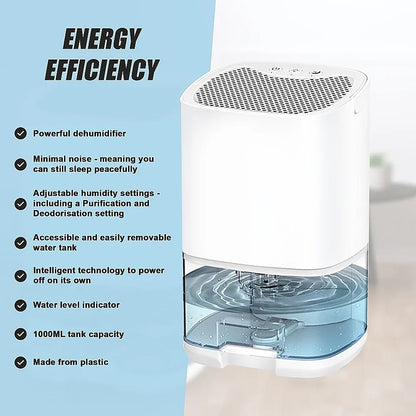 1000ML Mini Dehumidifier Portable Air Dryer Office Moisture Absorber Machine - Mekamart Australia