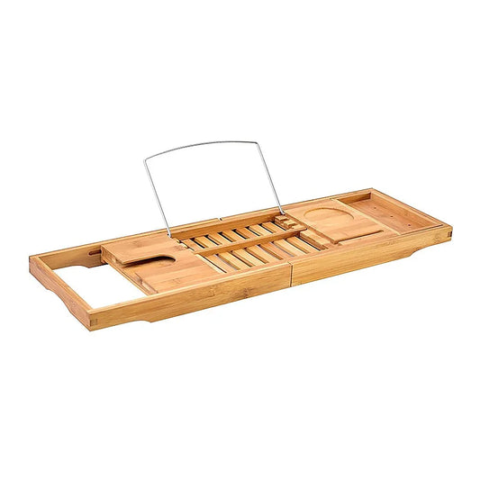Bathroom Bamboo Bath Caddy Wine Glass Holder Table Tray Bathtub Rack Soap Shelf - Mekamart Australia
