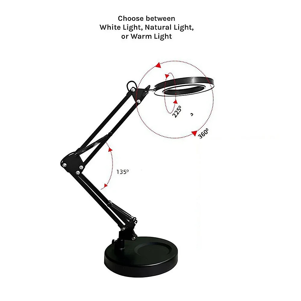 10X Magnifying Glass Desk Light Magnifier LED Lamp Reading Lamp With Base - Mekamart Australia