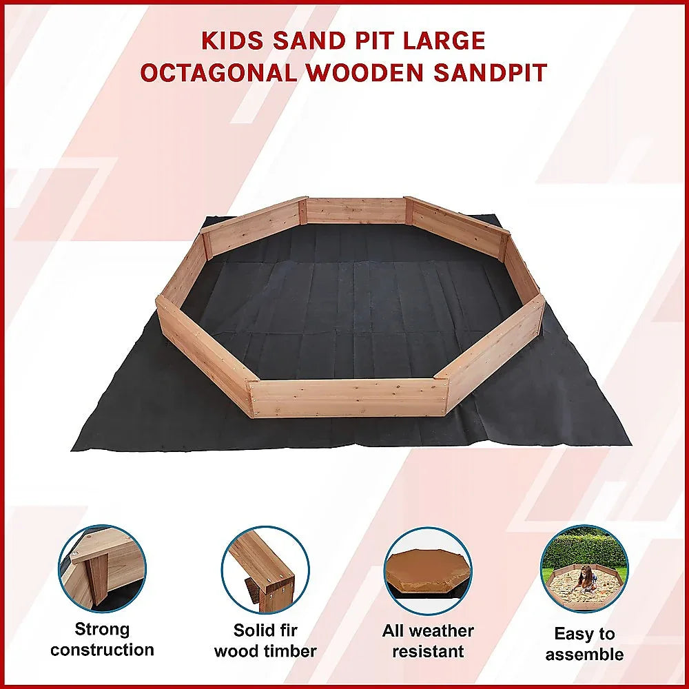 Kids Sand Pit Large Octagonal Wooden Sandpit - Mekamart Australia