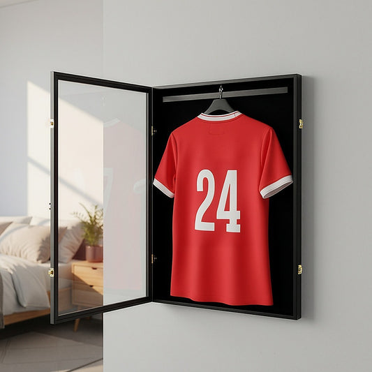 Wall Mounted Lockable Jersey Display Case 80cm Sports Memorabilia Storage Box For Football And Basketball Shirts
