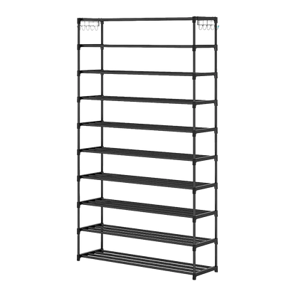 10 Tier Black Shoe Rack Metal Shoe Storage Organizer Rack 50-Pair Large Capacity - Mekamart Australia