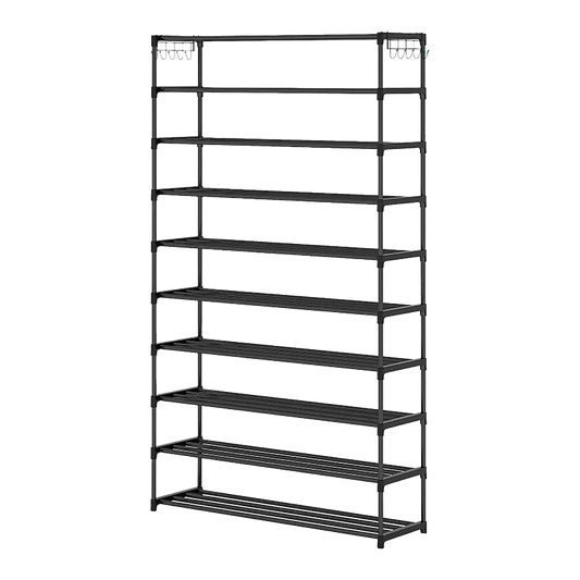10 Tier Black Shoe Rack Metal Shoe Storage Organizer Rack 50-Pair Large Capacity - Mekamart Australia