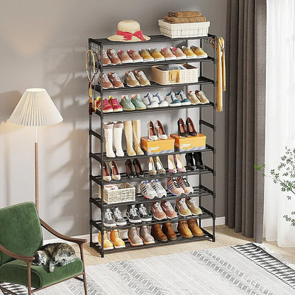 10 Tier Black Shoe Rack Metal Shoe Storage Organizer Rack 50-Pair Large Capacity - Mekamart Australia