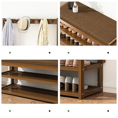 97x168cm Hallway Bench Coat Rack Stand Multifunctional Hall Shelf Entryway - Mekamart Australia