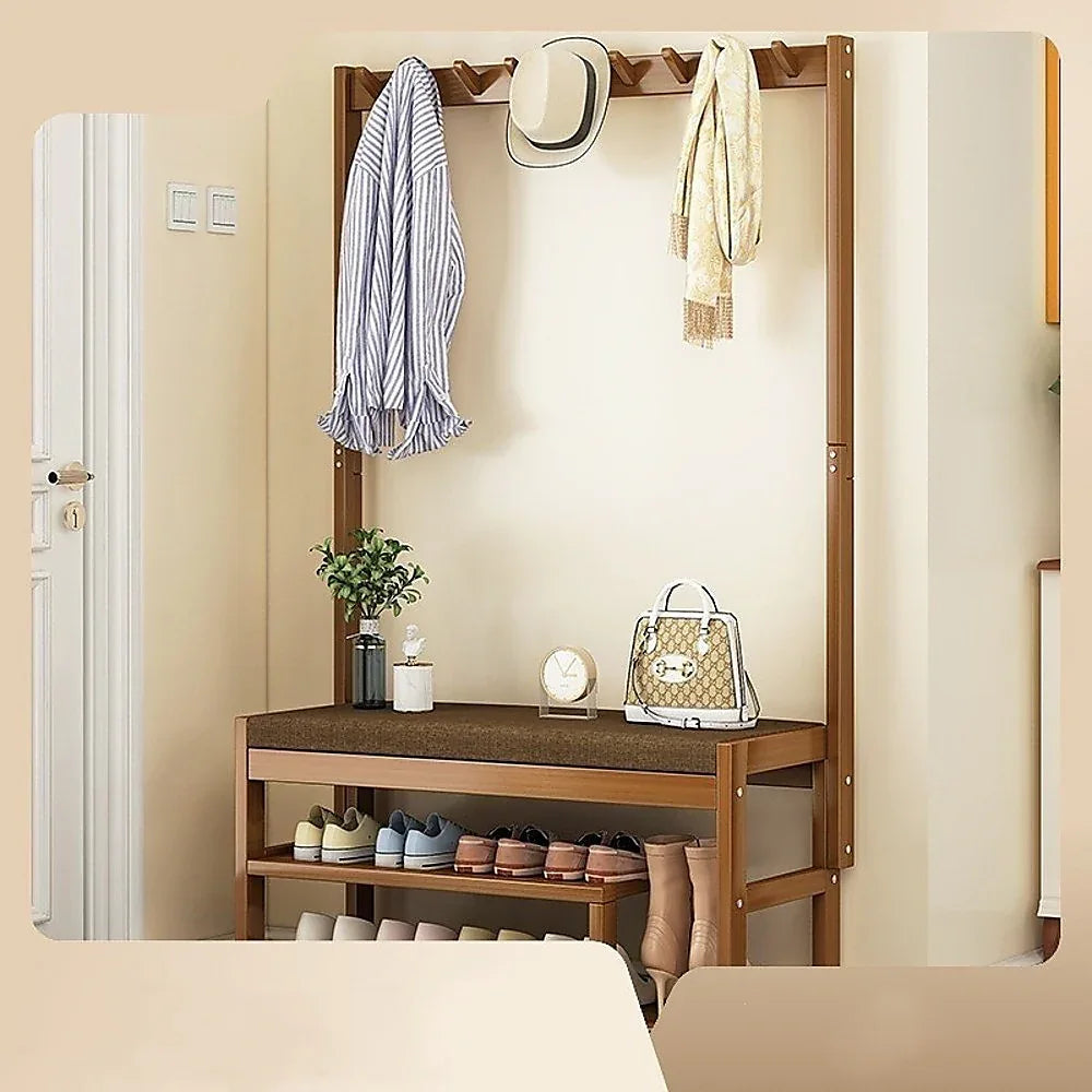97x168cm Hallway Bench Coat Rack Stand Multifunctional Hall Shelf Entryway - Mekamart Australia