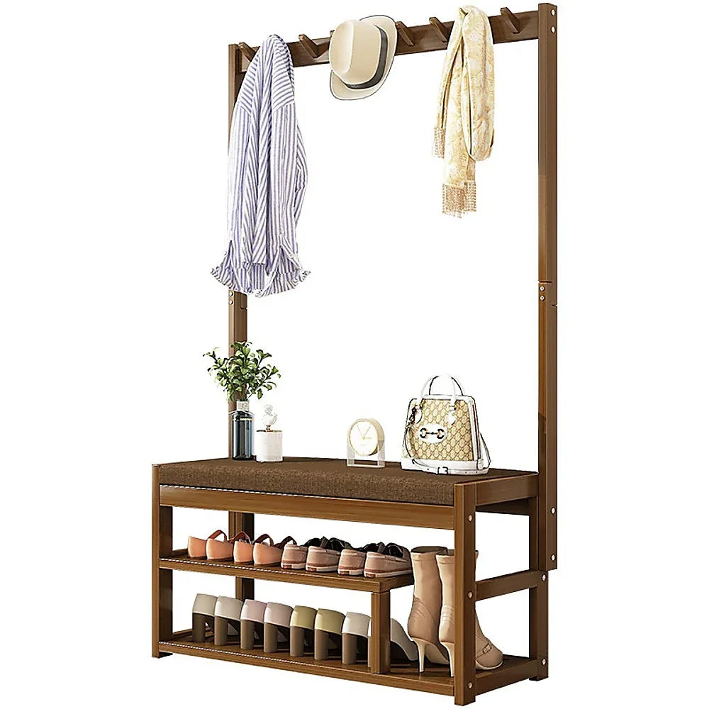 97x168cm Hallway Bench Coat Rack Stand Multifunctional Hall Shelf Entryway - Mekamart Australia