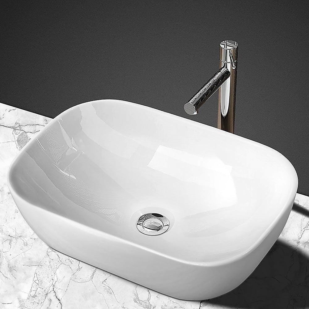 Ceramic Bathroom Basin Vanity Sink Oval Above Counter Top Mount Bowl - Mekamart Australia