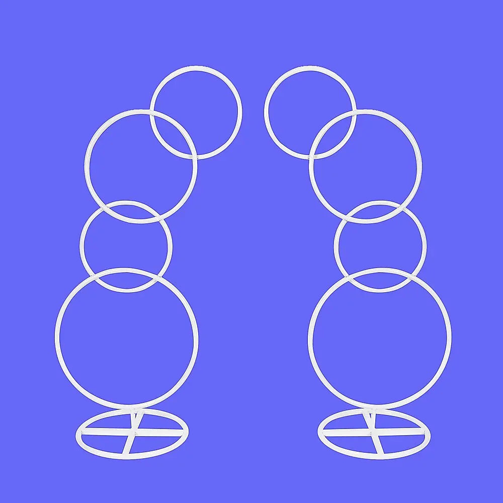 2pcs Round Wedding Arch Backdrop Rings Loops Flower Balloon Lawn Row Stand - Mekamart Australia