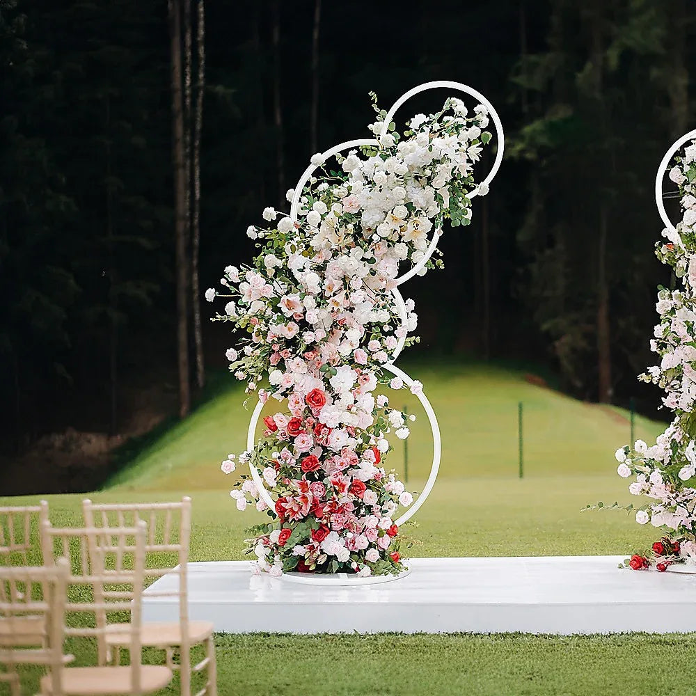 2pcs Round Wedding Arch Backdrop Rings Loops Flower Balloon Lawn Row Stand - Mekamart Australia