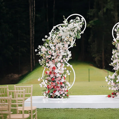 2pcs Round Wedding Arch Backdrop Rings Loops Flower Balloon Lawn Row Stand - Mekamart Australia
