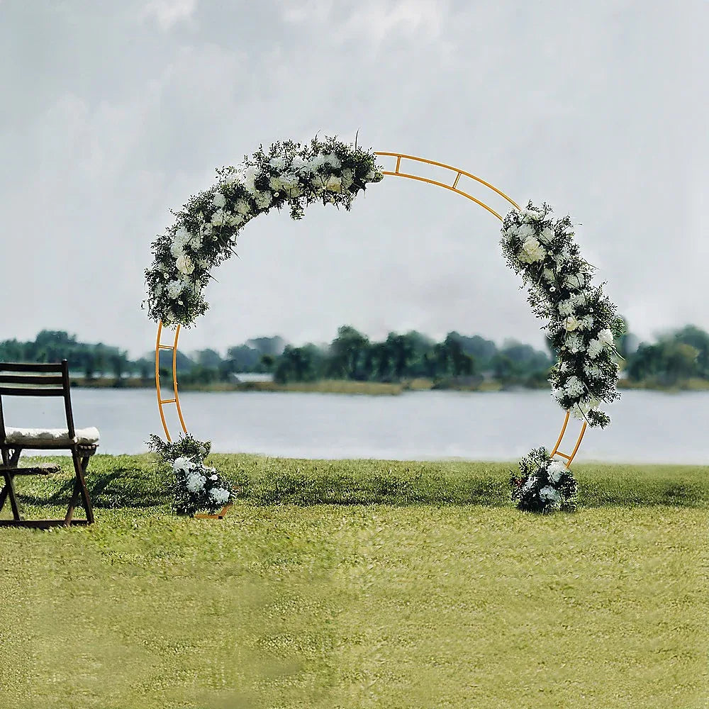 260cm Gold Metal Wedding Arch Round Balloon Birthday Party - Mekamart Australia