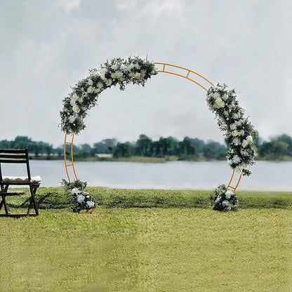 260cm Gold Metal Wedding Arch Round Balloon Birthday Party - Mekamart Australia