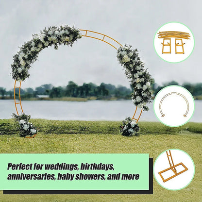 260cm Gold Metal Wedding Arch Round Balloon Birthday Party - Mekamart Australia