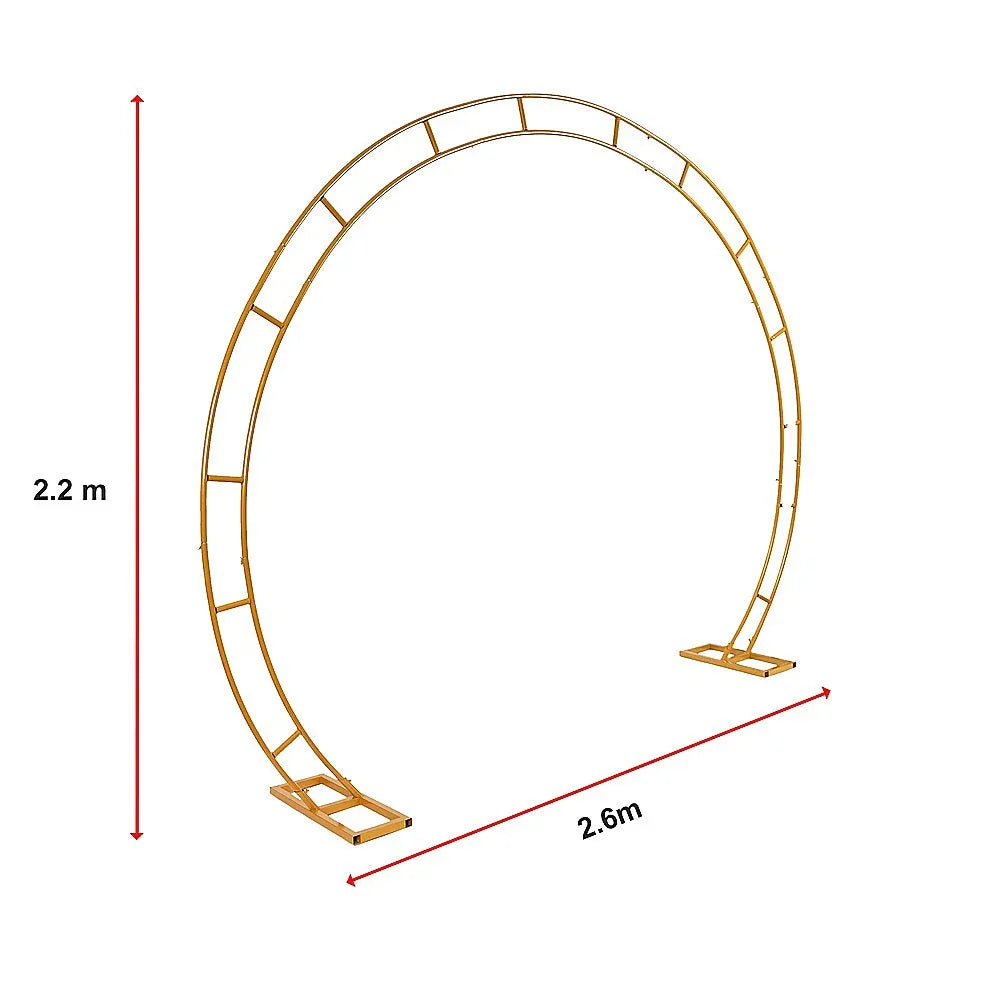 260cm Gold Metal Wedding Arch Round Balloon Birthday Party - Mekamart Australia