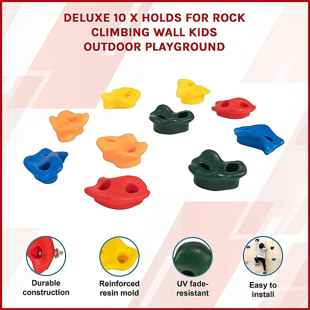 Deluxe 10 x Holds for Rock Climbing Wall Kids Outdoor Playground - Mekamart Australia