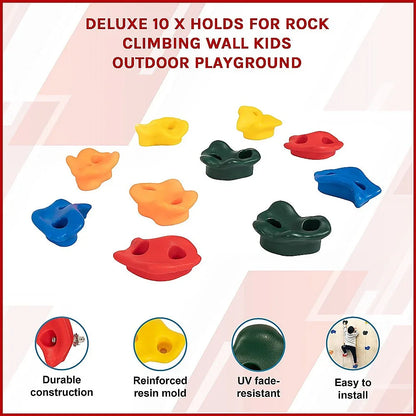 Deluxe 10 x Holds for Rock Climbing Wall Kids Outdoor Playground - Mekamart Australia