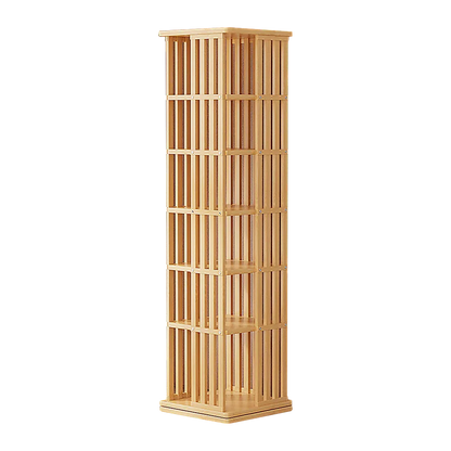 360 Rotating Bookshelf Bamboo Storage Display Rack Shelving in Wood - Mekamart Australia