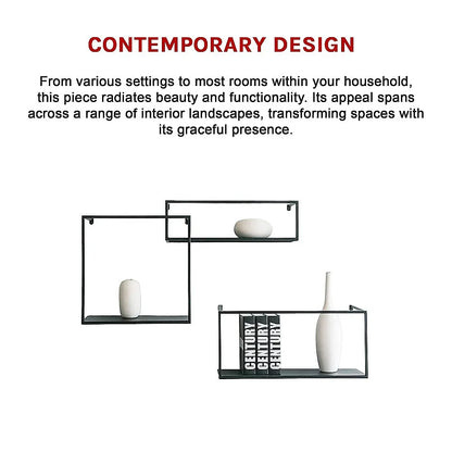 Floating Shelves Retro Industrial Ledge Black Metal Display Stand - Mekamart Australia