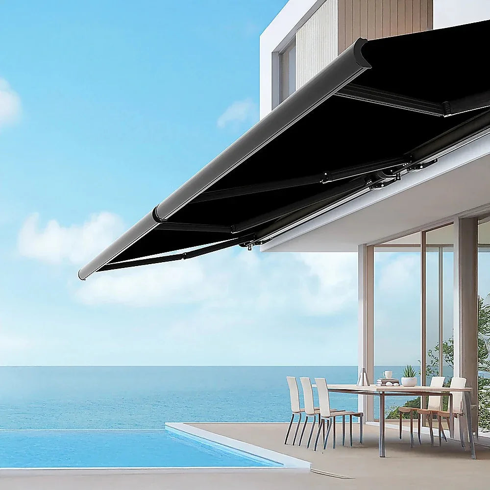 4.0m x 3.0m Retractable Folding Arm Awning Heavy Duty Full Cassette Motorised - Mekamart Australia