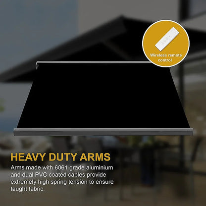 5.5m x 3.0m Retractable Folding Arm Awning Heavy Duty Full Cassette Motorised - Mekamart Australia