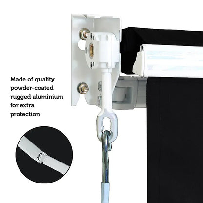 Outdoor Folding Arm Awning Retractable Sunshade Canopy Black 3.0m x 2.5m - Mekamart Australia