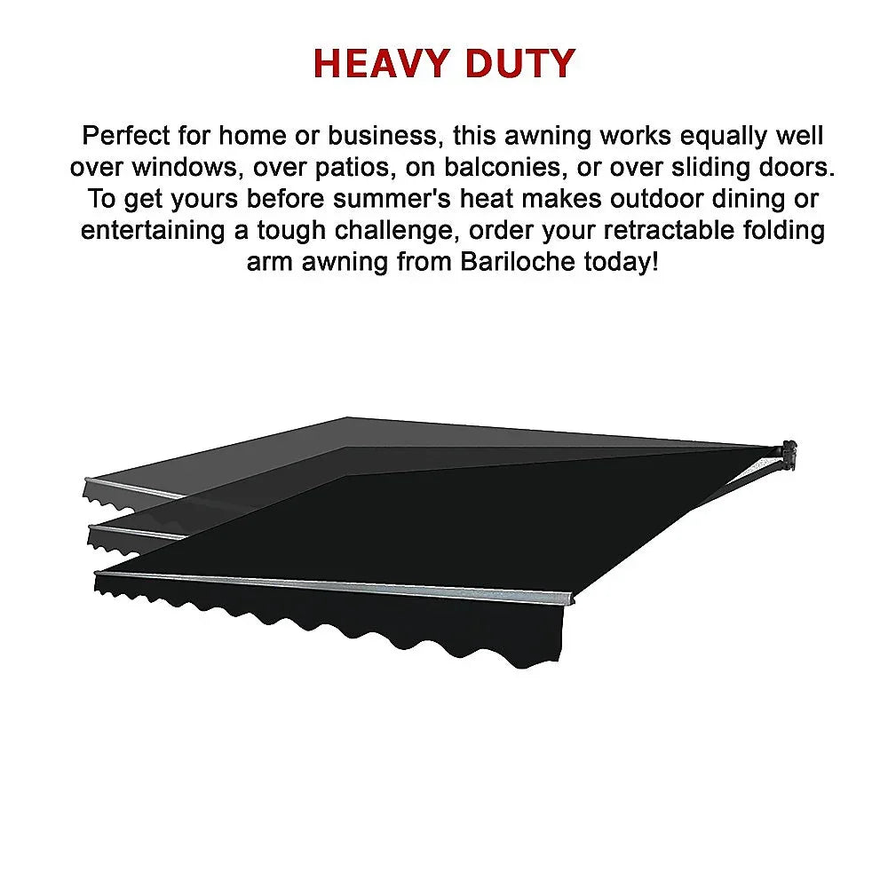 Outdoor Folding Arm Awning Retractable Sunshade Canopy Black 3.0m x 2.5m - Mekamart Australia
