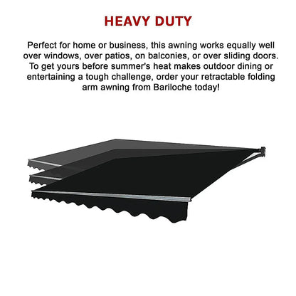 Outdoor Folding Arm Awning Retractable Sunshade Canopy Black 3.0m x 2.5m - Mekamart Australia