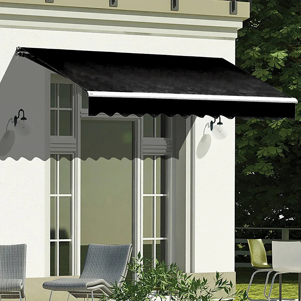 Outdoor Folding Arm Awning Retractable Sunshade Canopy Black 4.0m x 2.5m - Mekamart Australia