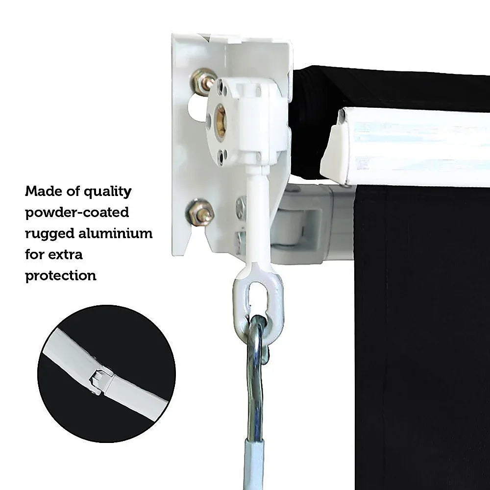 Outdoor Folding Arm Awning Retractable Sunshade Canopy Black 4.0m x 2.5m - Mekamart Australia