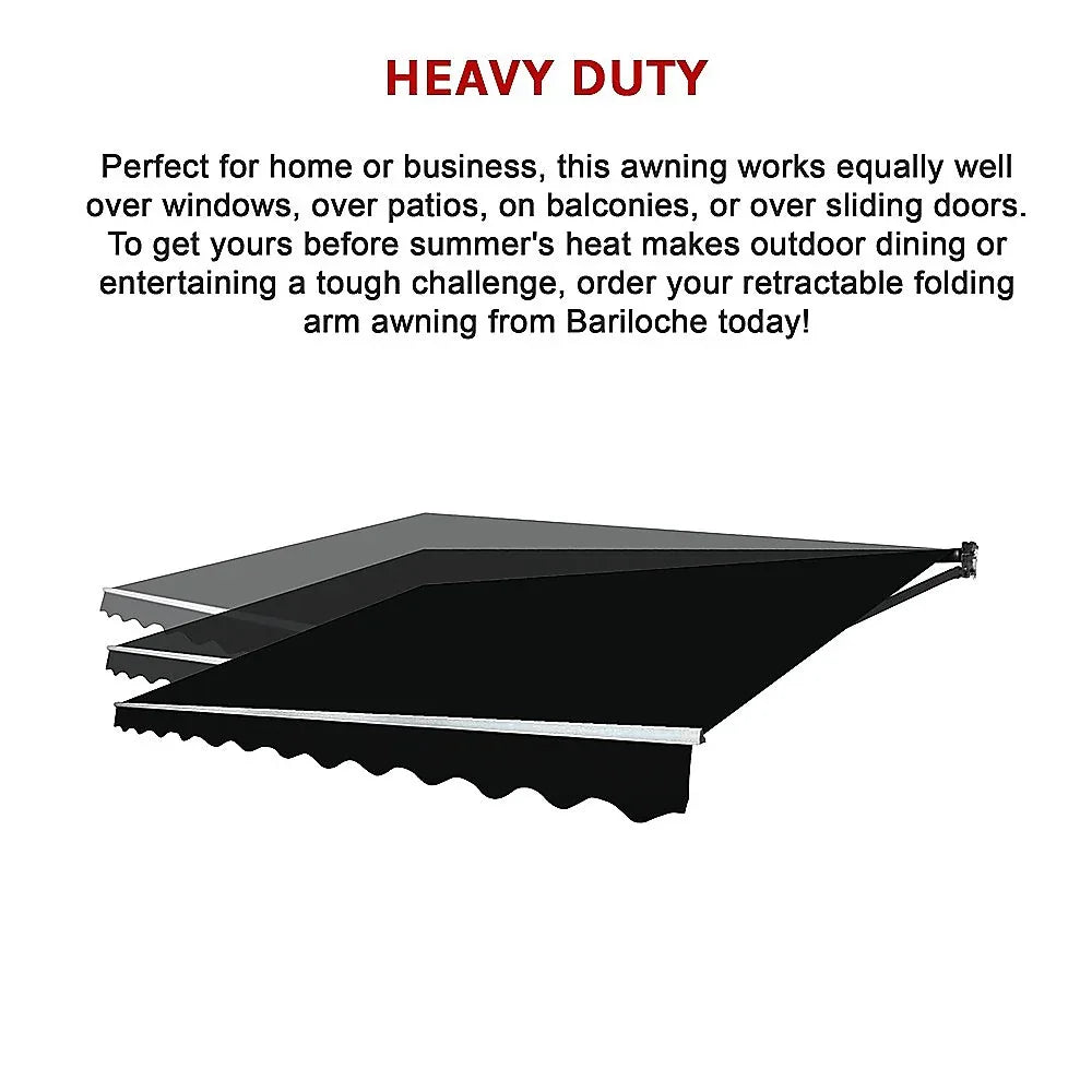 Outdoor Folding Arm Awning Retractable Sunshade Canopy Black 4.0m x 2.5m - Mekamart Australia
